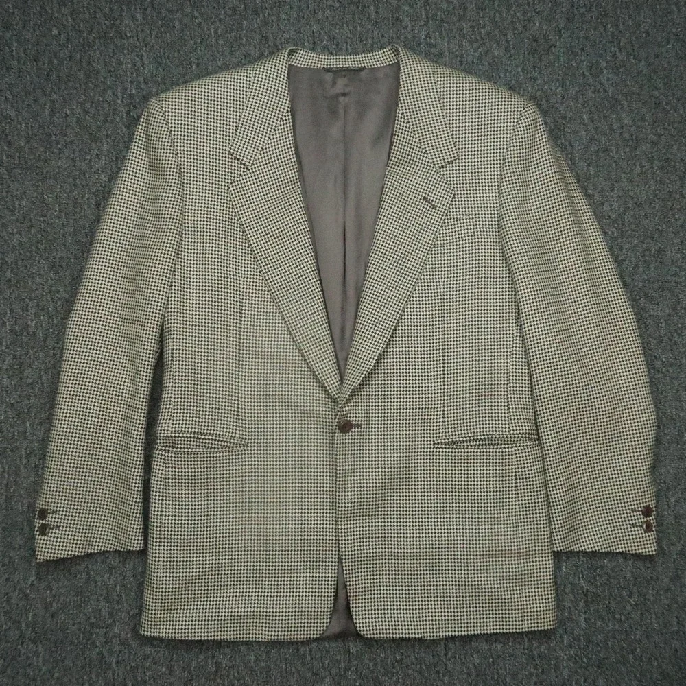 Canali Blazer Mens 40 Beige Proposta Houndstooth‎ Wool Silk Sport Coat Italy